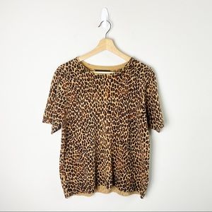 Stag Harbor Vintage 90's Cheetah Print Sweater Top